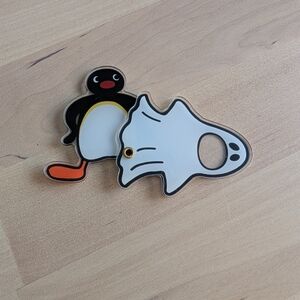 Pingu & Ghost Acrylic Keychain / Magnet New